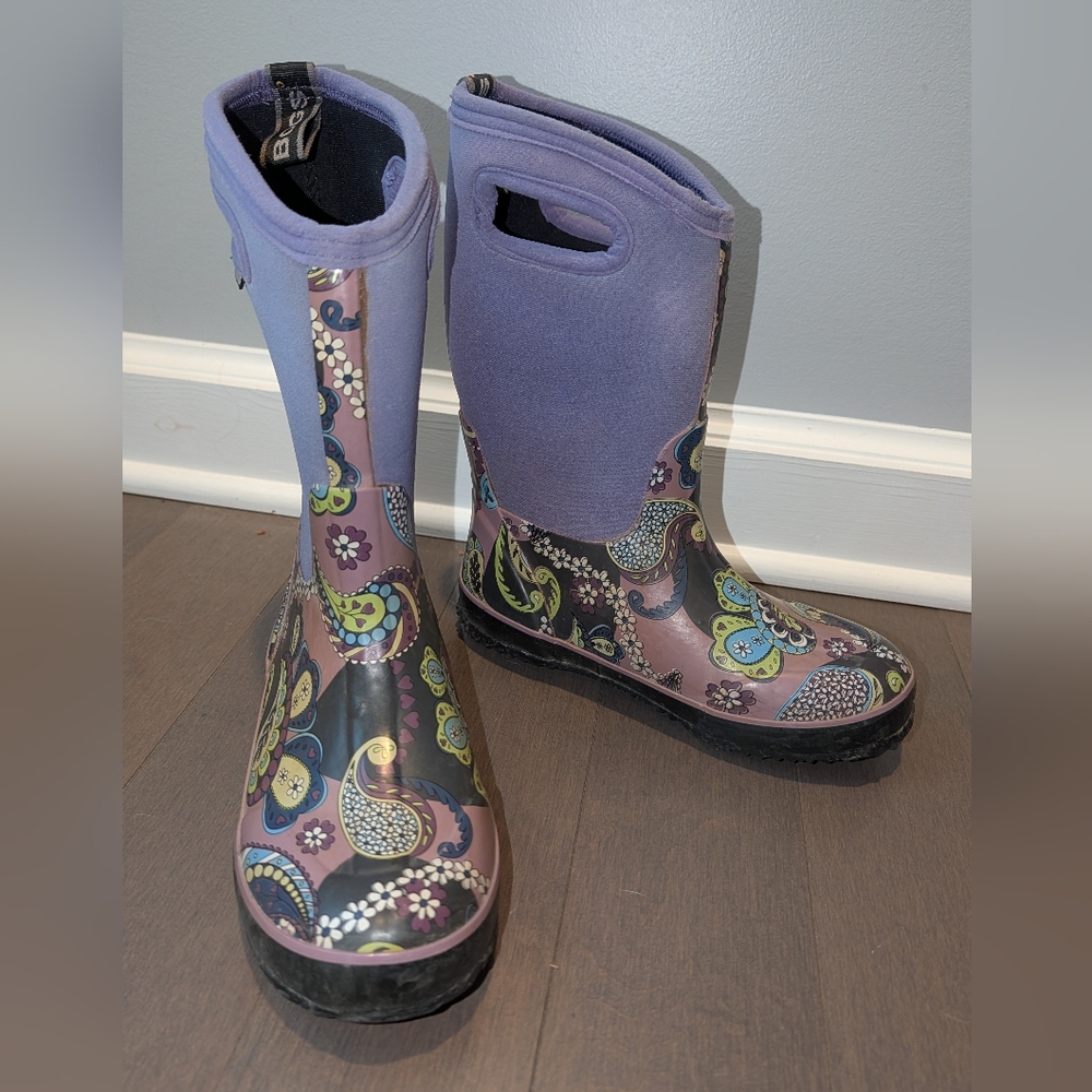 Bogs Purple Paisley Childrens Rain / Snow Boots, Size 5